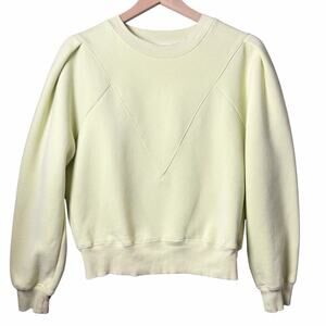 All:Row Cropped Crewneck Sweatshirt Pleated Shoulder 100% Cotton Size Small